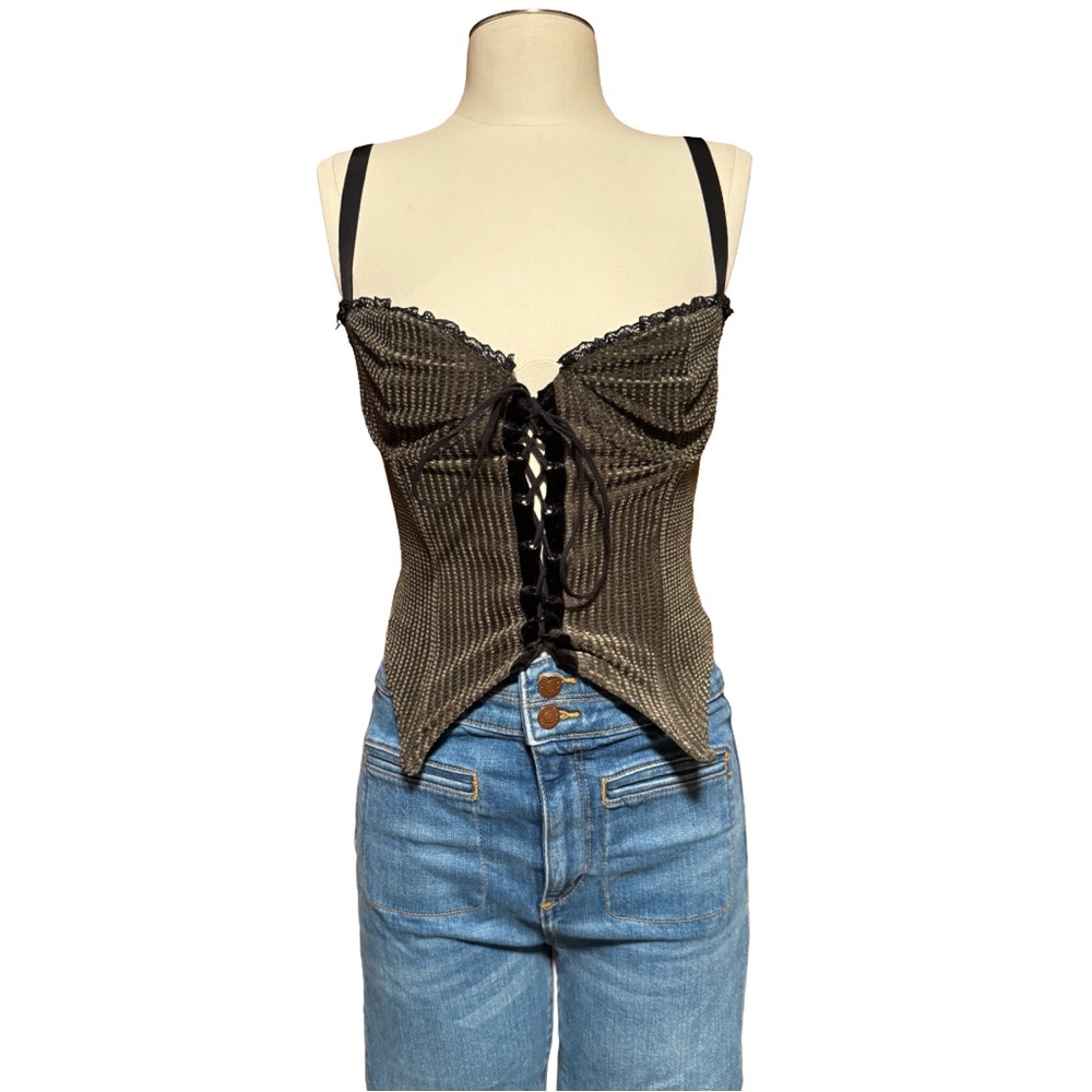 Edikted Black Lace-Up Corset Top